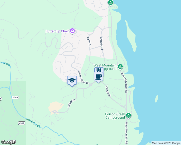 map of restaurants, bars, coffee shops, grocery stores, and more near 2124 Lydia Drive in Donnelly
