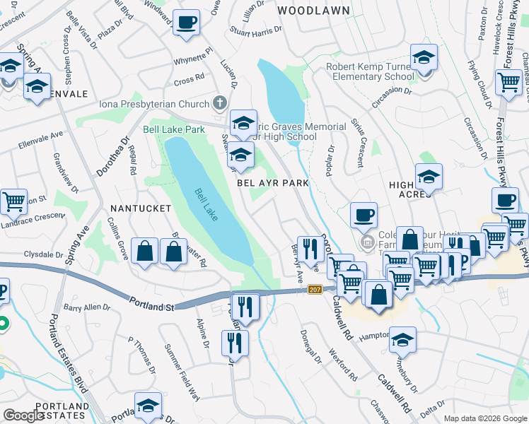 map of restaurants, bars, coffee shops, grocery stores, and more near 35 Bel Ayr Avenue in Dartmouth