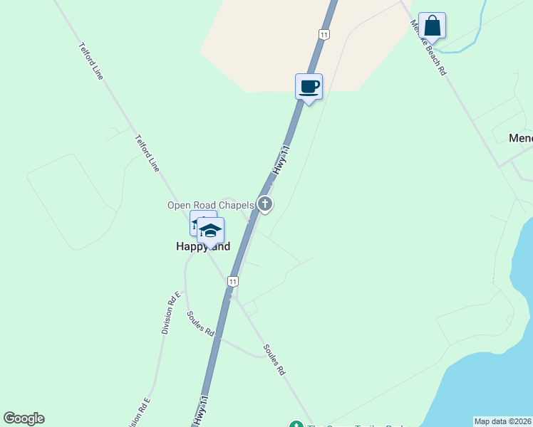 map of restaurants, bars, coffee shops, grocery stores, and more near 3783 Campbell Road in Simcoe County