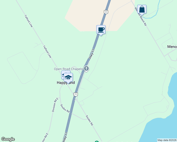 map of restaurants, bars, coffee shops, grocery stores, and more near 3783 Campbell Road in Simcoe County