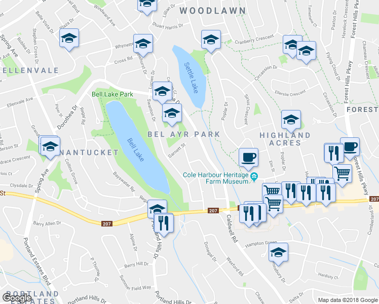 map of restaurants, bars, coffee shops, grocery stores, and more near 35 Bel Ayr Avenue in Dartmouth