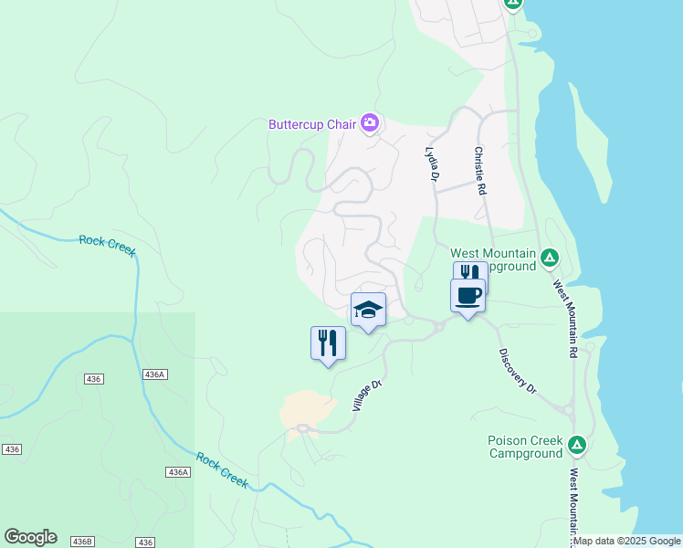 map of restaurants, bars, coffee shops, grocery stores, and more near 2 Golden Bench Court in Donnelly