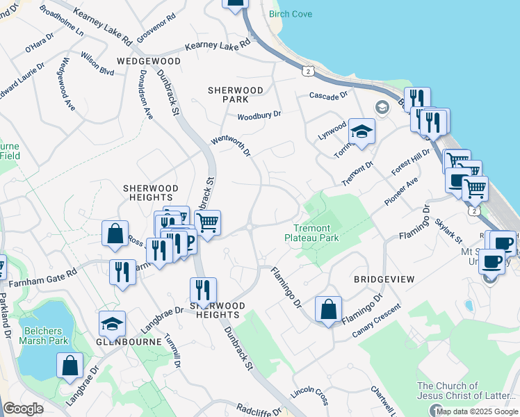 map of restaurants, bars, coffee shops, grocery stores, and more near 200 Wentworth Drive in Halifax