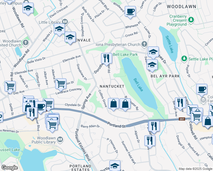 map of restaurants, bars, coffee shops, grocery stores, and more near 4 Medway Court in Dartmouth