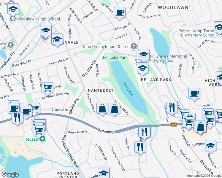map of restaurants, bars, coffee shops, grocery stores, and more near 24 Bayswater Road in Dartmouth