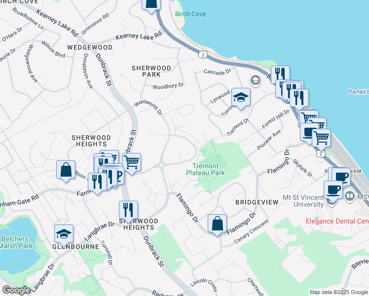 map of restaurants, bars, coffee shops, grocery stores, and more near 31 Carrie Best Court in Halifax