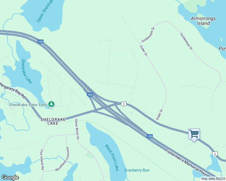 map of restaurants, bars, coffee shops, grocery stores, and more near 18 Merganser Avenue in Timberlea