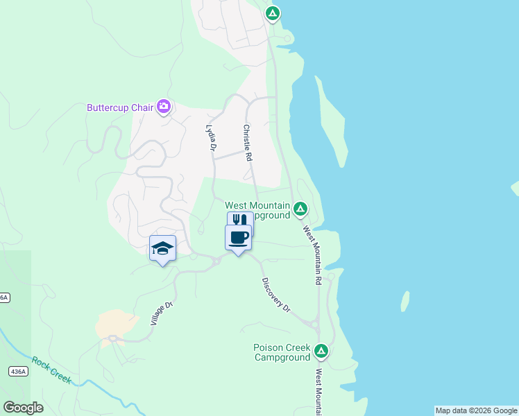 map of restaurants, bars, coffee shops, grocery stores, and more near 2100 Christie Road in Donnelly