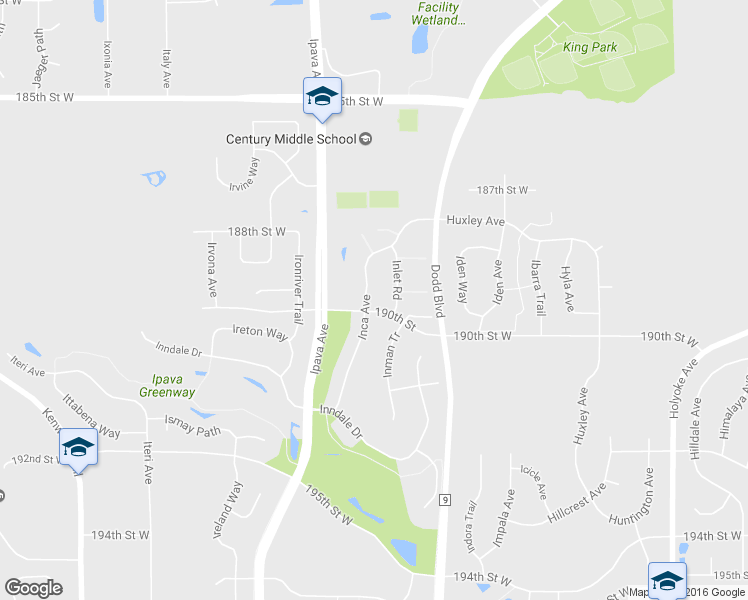 map of restaurants, bars, coffee shops, grocery stores, and more near 18950 Inca Avenue in Lakeville