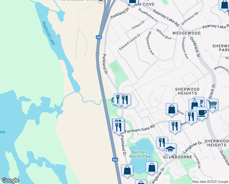 map of restaurants, bars, coffee shops, grocery stores, and more near in Halifax
