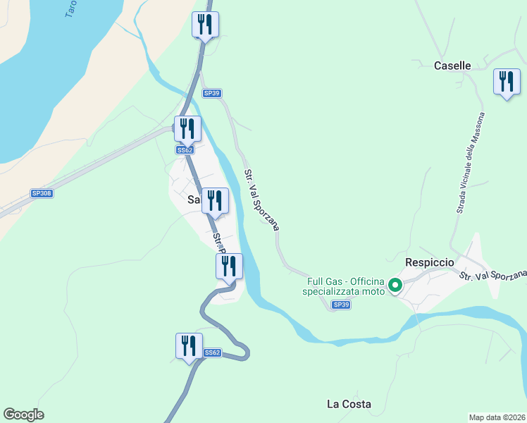 map of restaurants, bars, coffee shops, grocery stores, and more near 4 Strada Val Sporzana in Provincia di Parma