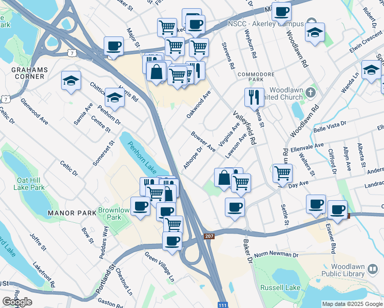map of restaurants, bars, coffee shops, grocery stores, and more near 9 Avery Avenue in Dartmouth