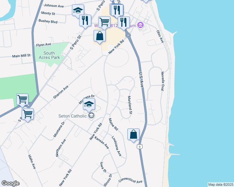 map of restaurants, bars, coffee shops, grocery stores, and more near 26 Maine Road in Plattsburgh