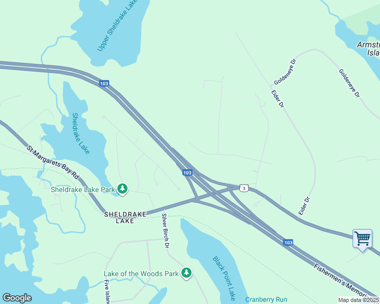 map of restaurants, bars, coffee shops, grocery stores, and more near 40 Merganser Avenue in Timberlea