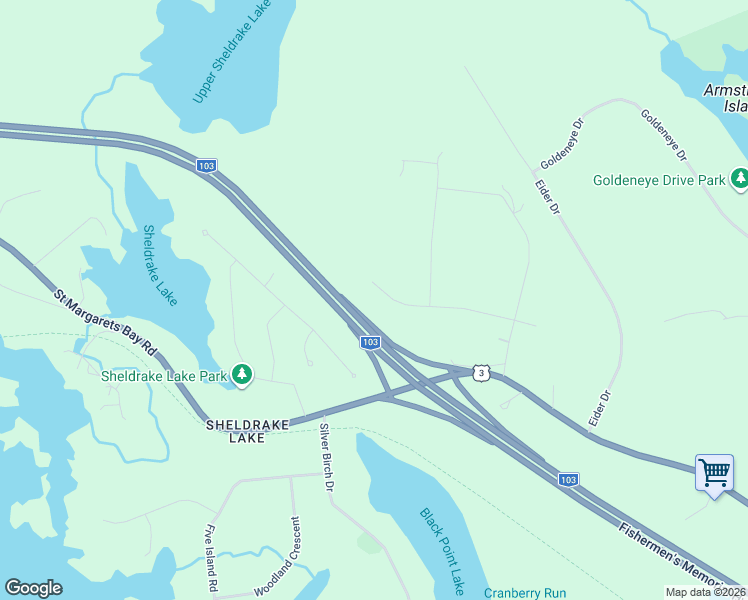 map of restaurants, bars, coffee shops, grocery stores, and more near 40 Merganser Avenue in Timberlea