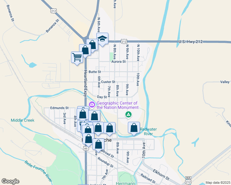 map of restaurants, bars, coffee shops, grocery stores, and more near 228 8th Avenue in Belle Fourche