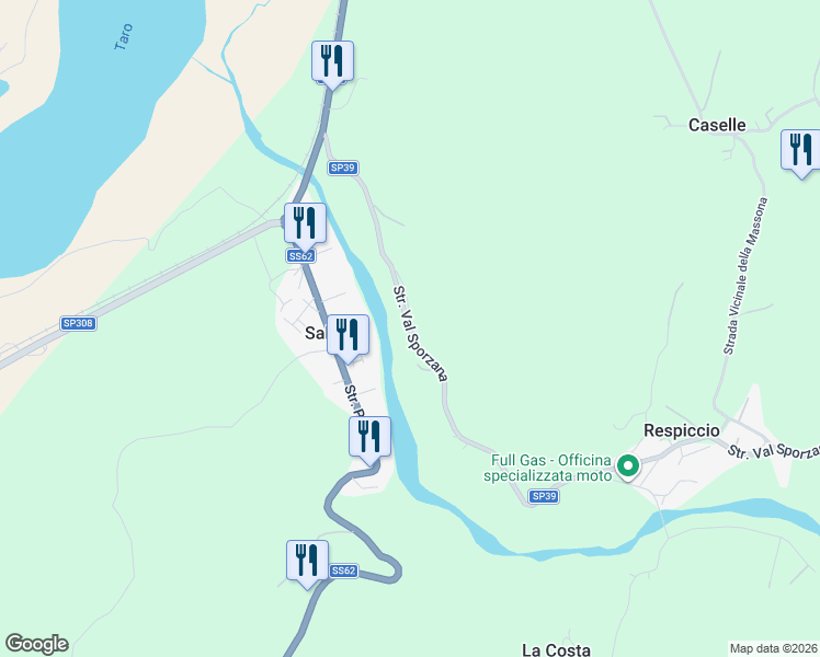 map of restaurants, bars, coffee shops, grocery stores, and more near 4 Strada Val Sporzana in Provincia di Parma