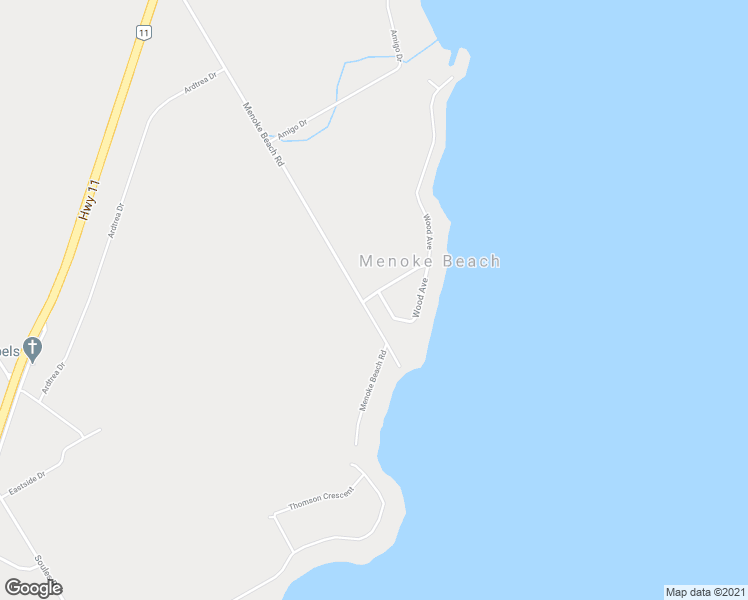 map of restaurants, bars, coffee shops, grocery stores, and more near 3929 Wood Avenue in Orillia