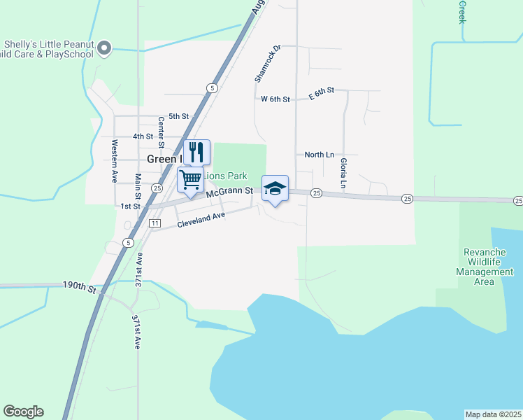 map of restaurants, bars, coffee shops, grocery stores, and more near 230 McGrann Street in Green Isle
