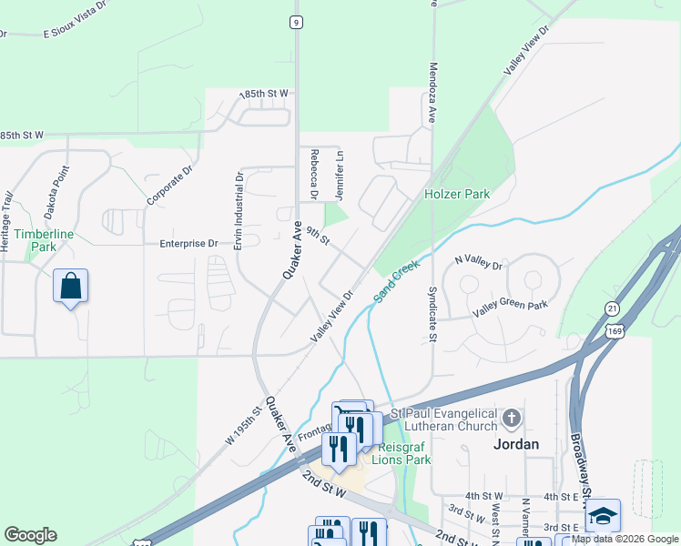 map of restaurants, bars, coffee shops, grocery stores, and more near 239 Hooper Street in Jordan