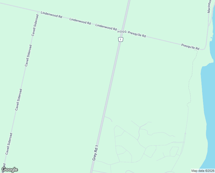 map of restaurants, bars, coffee shops, grocery stores, and more near 319370 Grey Road 1 in Georgian Bluffs