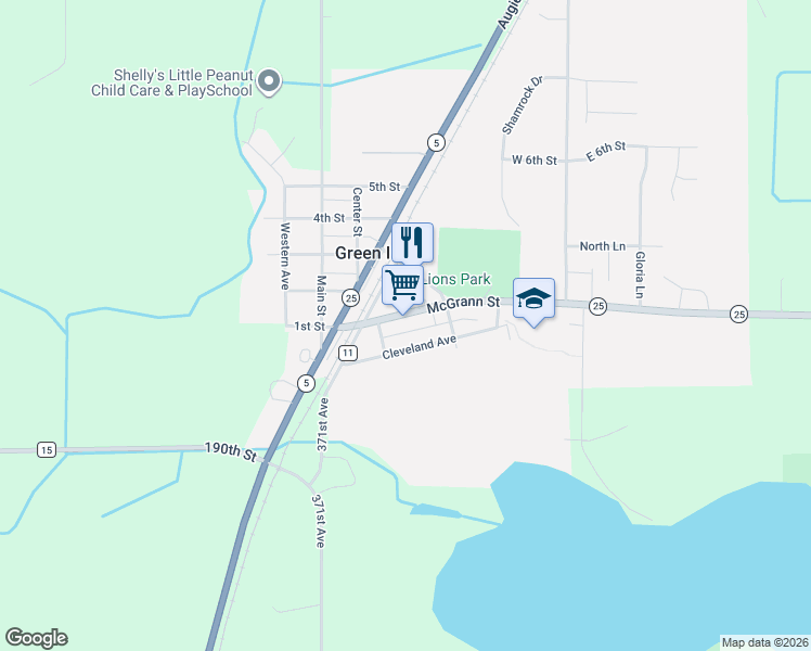map of restaurants, bars, coffee shops, grocery stores, and more near 336 McGrann Street in Green Isle