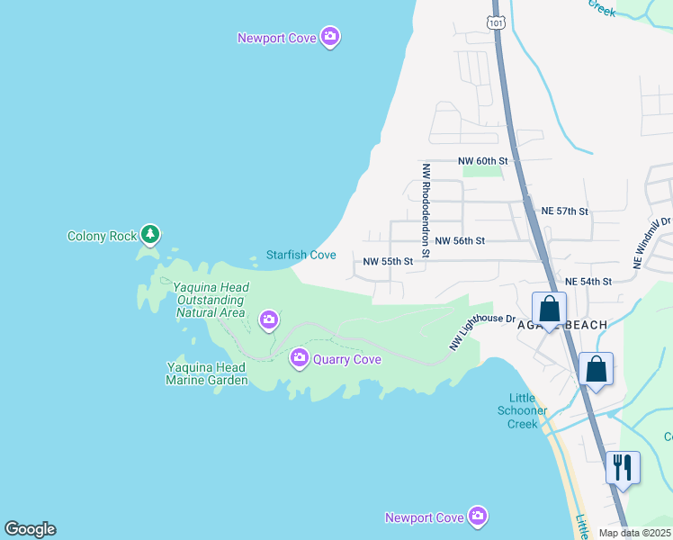 map of restaurants, bars, coffee shops, grocery stores, and more near 543-599 NW 55th St in Newport