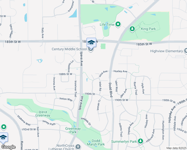 map of restaurants, bars, coffee shops, grocery stores, and more near 18869 Inca Avenue in Lakeville