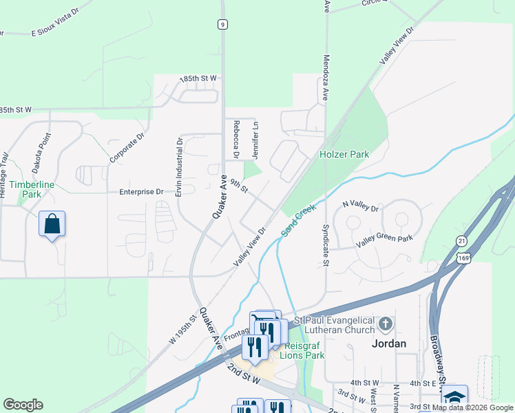 map of restaurants, bars, coffee shops, grocery stores, and more near 239 Hooper Street in Jordan