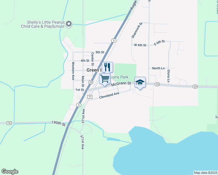 map of restaurants, bars, coffee shops, grocery stores, and more near 336 McGrann Street in Green Isle