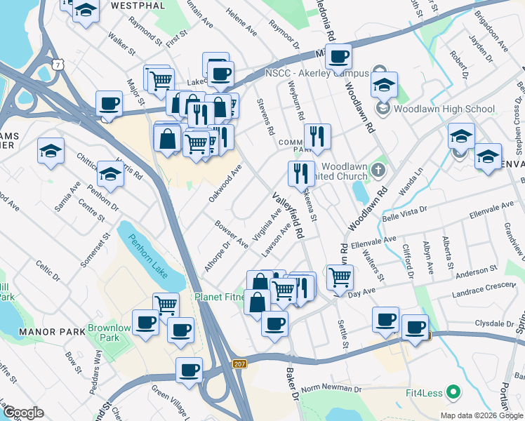map of restaurants, bars, coffee shops, grocery stores, and more near 132 Charlottetown Way in Dartmouth
