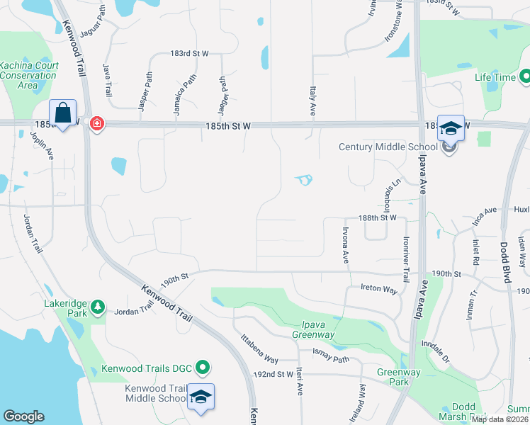 map of restaurants, bars, coffee shops, grocery stores, and more near 9940 185th Street West in Lakeville