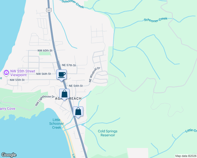 map of restaurants, bars, coffee shops, grocery stores, and more near 641 Northeast 55th Street in Newport
