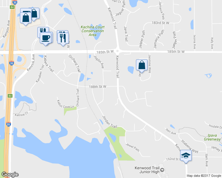 map of restaurants, bars, coffee shops, grocery stores, and more near 10542 188th Street West in Lakeville