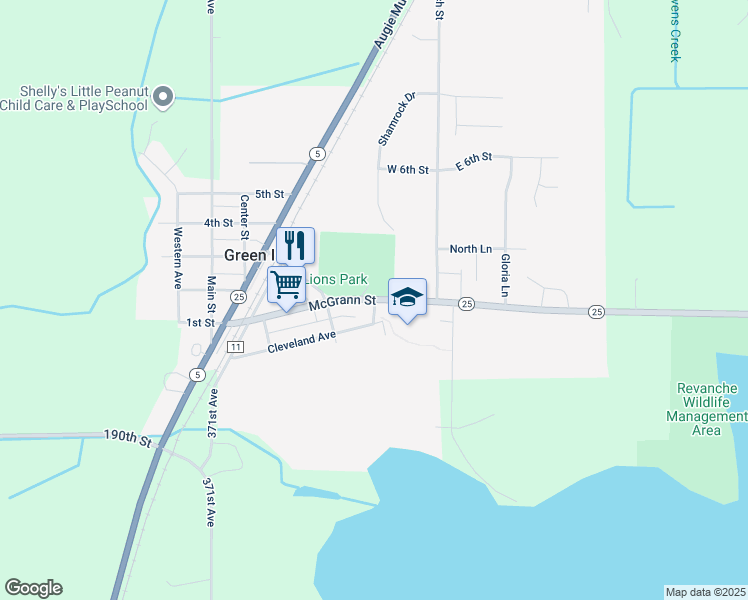 map of restaurants, bars, coffee shops, grocery stores, and more near 230 Mcgrann Street in Green Isle