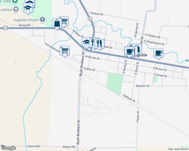 map of restaurants, bars, coffee shops, grocery stores, and more near 500 Stiles Street in Augusta
