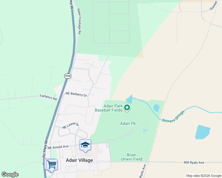 map of restaurants, bars, coffee shops, grocery stores, and more near 8345 Northeast Hibiscus Drive in Adair Village