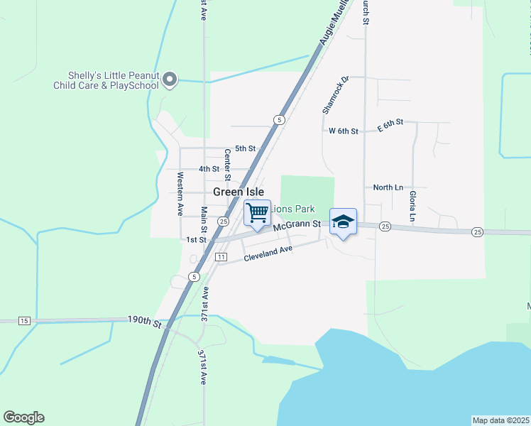 map of restaurants, bars, coffee shops, grocery stores, and more near 336 McGrann Street in Green Isle