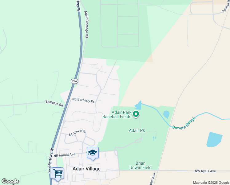map of restaurants, bars, coffee shops, grocery stores, and more near 8329 Northeast Hibiscus Drive in Adair Village
