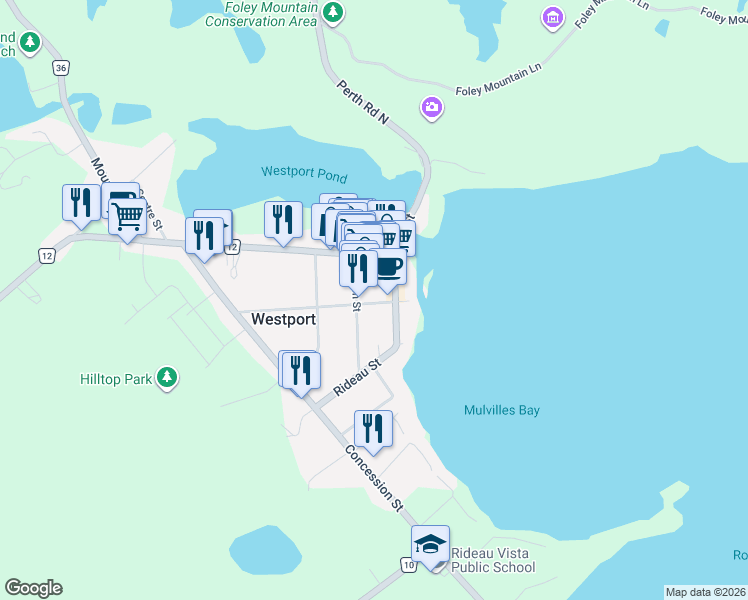 map of restaurants, bars, coffee shops, grocery stores, and more near 17 Church Street in Westport