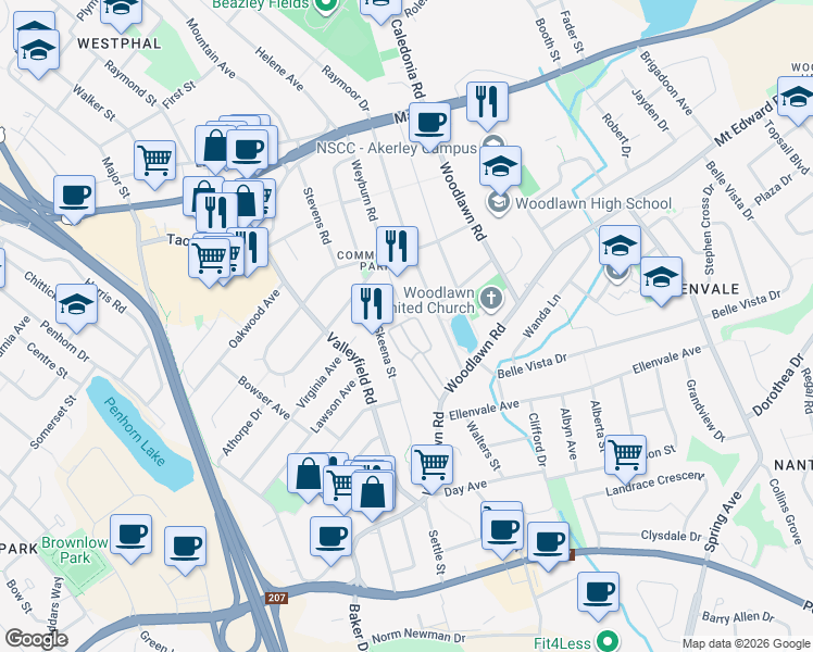 map of restaurants, bars, coffee shops, grocery stores, and more near 52 Guysborough Avenue in Dartmouth