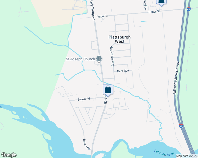 map of restaurants, bars, coffee shops, grocery stores, and more near 1325 Military Turnpike in Plattsburgh