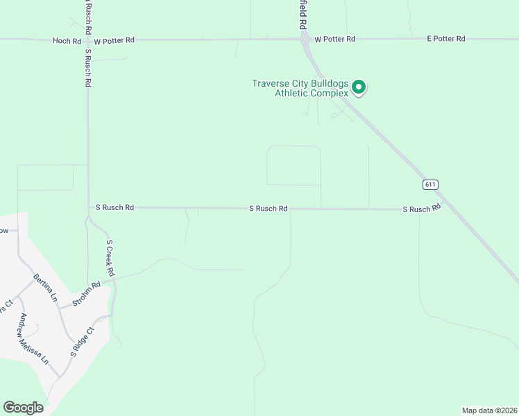 map of restaurants, bars, coffee shops, grocery stores, and more near 747 South Rusch Road in Traverse City