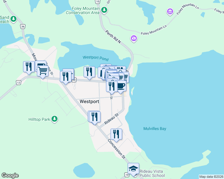 map of restaurants, bars, coffee shops, grocery stores, and more near 17 Church Street in Westport