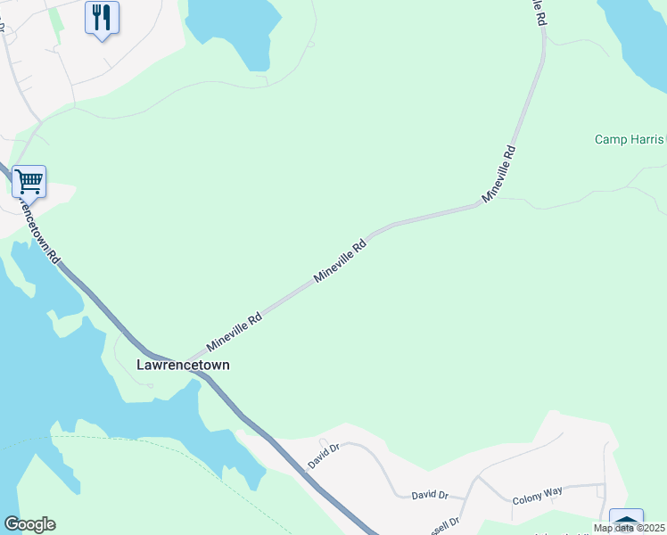 map of restaurants, bars, coffee shops, grocery stores, and more near Mineville Road in Lawrencetown