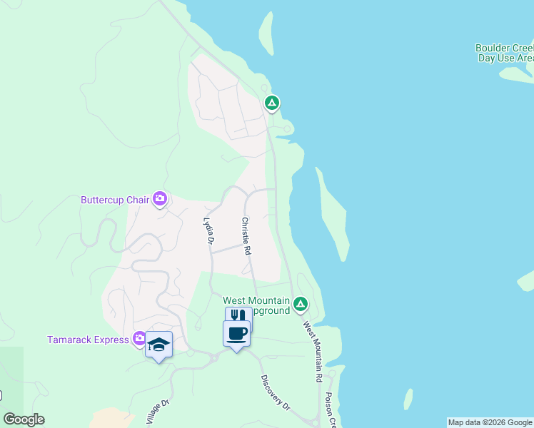 map of restaurants, bars, coffee shops, grocery stores, and more near 2166 Christie Road in Donnelly