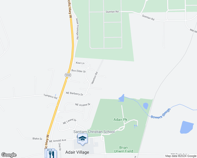 map of restaurants, bars, coffee shops, grocery stores, and more near 9101 Newton Road in Corvallis