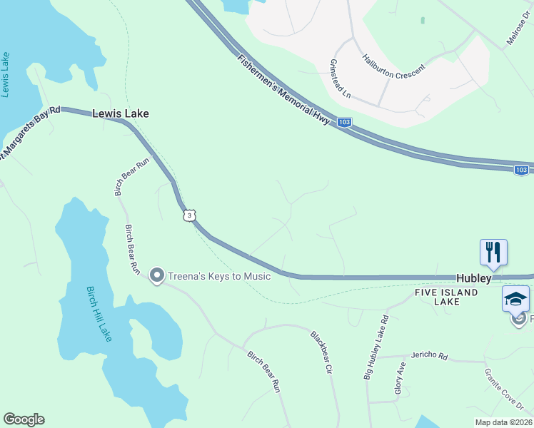map of restaurants, bars, coffee shops, grocery stores, and more near 24 Gooseberry Close in Hubley
