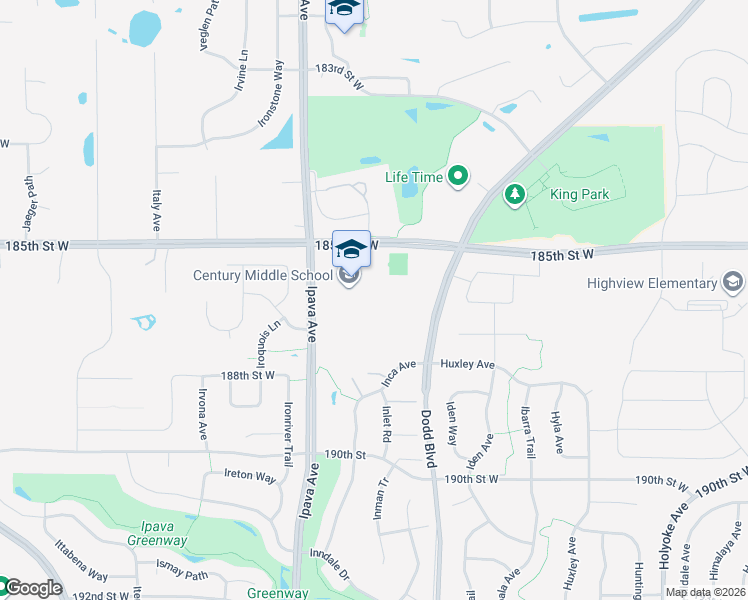 map of restaurants, bars, coffee shops, grocery stores, and more near 18610 Ipava Avenue in Lakeville