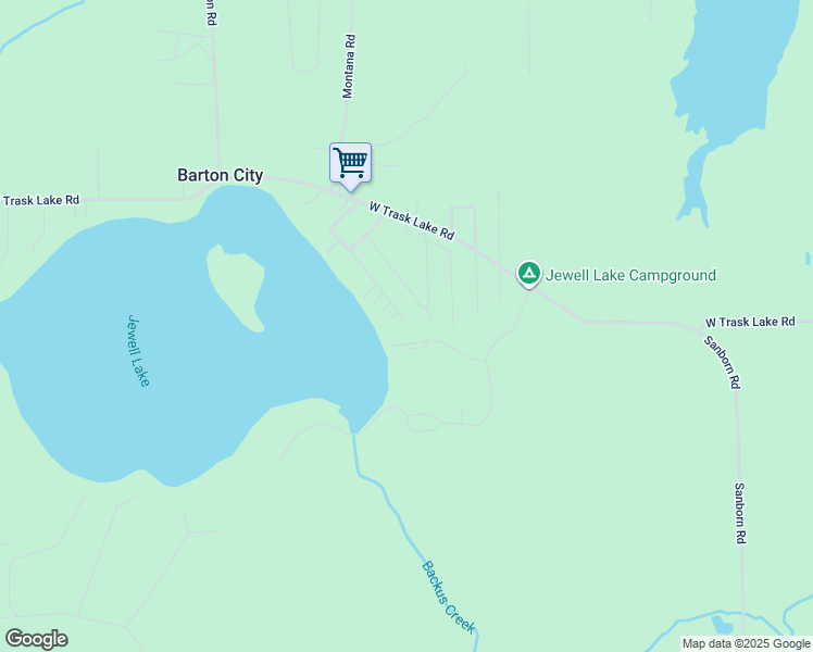 map of restaurants, bars, coffee shops, grocery stores, and more near 1631 Jewel Lake Road in Barton City
